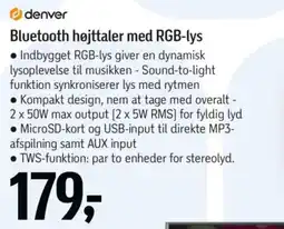 Føtex Denver Bluetooth højttaler med RGB-lys tilbud