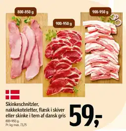 Føtex Skinkeschnitzler nakkekoteletter flæsk i skiver eller skinke i tern tilbud