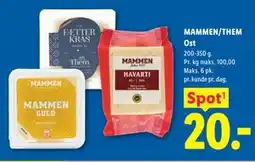 Lidl MAMMEN/THEM Ost tilbud