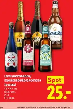 Lidl LEFFE/HOEGARDEN/ KRONENBOURG/JACOBSEN Specialøl tilbud
