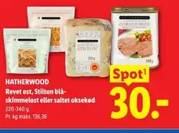 Lidl HATHERWOOD Revet ost, Stilton blåskimmelost eller saltet oksekød tilbud