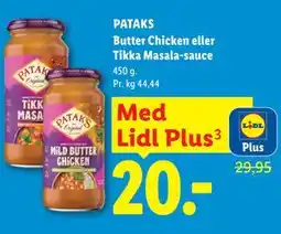 Lidl PATAKS Butter Chicken eller Tikka Masala-sauce, App-pris tilbud