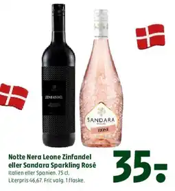 Coop 365 Notte Nera Leone Zinfandel eller Sandara Sparkling Rosé tilbud