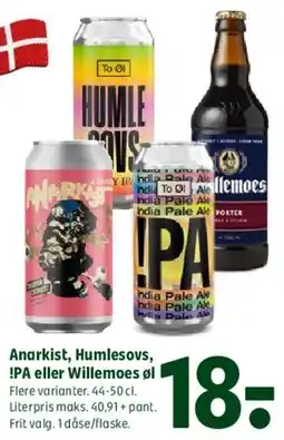 Coop 365 Anarkist, Humlesovs, IPA eller Willemoes øl tilbud