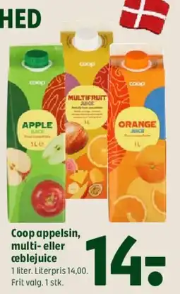 Coop 365 Coop appelsin, multi- eller æblejuice tilbud