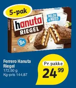 Fakta Tyskland Ferrero Hanuta Riegel (5-pak) tilbud