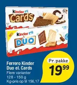 Fakta Tyskland Ferrero Kinder Duo / Cards tilbud