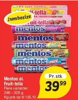 Fakta Tyskland Mentos / Fruit-tella tilbud