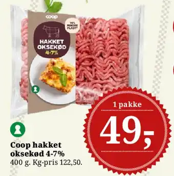 Coop hakket oksekød 4-7%