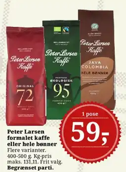 Dagli'Brugsen Peter Larsen formalet kaffe eller hele bønner tilbud