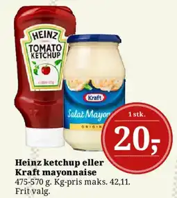 Dagli'Brugsen Heinz ketchup eller Kraft mayonnaise tilbud