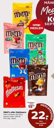 Dagli'Brugsen M&M's eller Maltesers tilbud