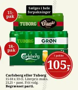 Dagli'Brugsen Carlsberg eller Tuborg tilbud