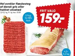Bilka Hel ovnklar flæskesteg af dansk gris eller hakket oksekød tilbud