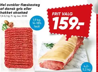 Hel ovnklar flæskesteg af dansk gris eller hakket oksekød
