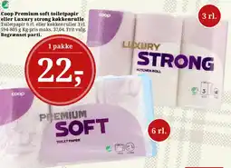 Dagli'Brugsen Coop Premium Soft toiletpapir eller Luxury Strong køkkenrulle tilbud