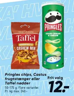 Bilka Pringles chips / Taffel / Castus nødder tilbud