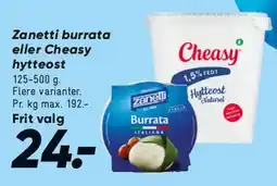 Bilka Zanetti burrata eller Cheasy hytteost tilbud