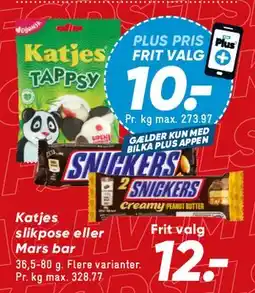 Bilka Katjes / småbar-slik / Snickers mv. tilbud