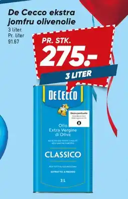 Bilka De Cecco ekstra jomfru olivenolie tilbud