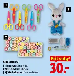 Lidl Crelando Hobby Sakse 6-pak Stempelsæt 26 dele DIY-hæklesæt tilbud