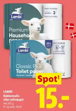 Lidl Lambi køkkenrulle eller toiletpapir tilbud