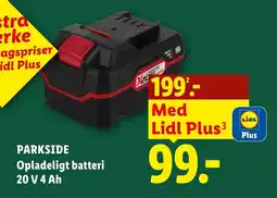 Lidl Parkside Opladeligt batteri tilbud