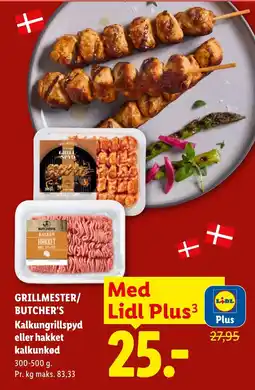Lidl Butcher's Kalkungrillspyd eller hakket kalkunkød tilbud