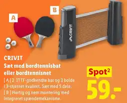 Lidl Crivit sæt med bordtennisbat eller bordtennisnet tilbud