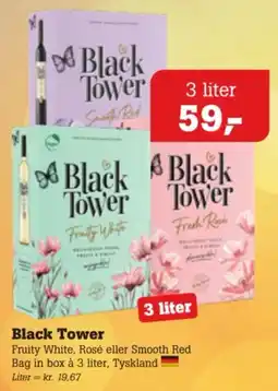 Poetzsch Padborg Black Tower Fruity White, Rosé eller Smooth Red tilbud