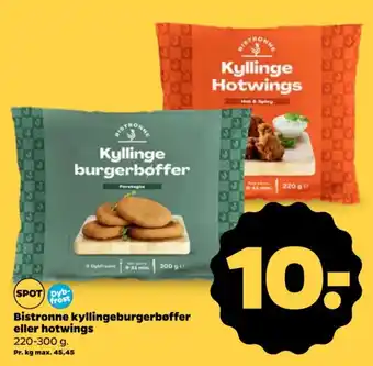 Bistronne kyllinge burgerbøffer eller hotwings