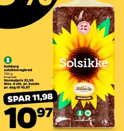 Netto Kohberg solsikkerugbrød tilbud
