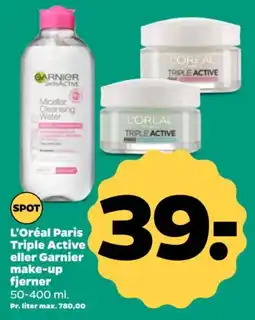 Netto L'Oréal Paris Triple Active eller Garnier make-up fjerner tilbud