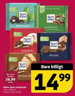 Løvbjerg Ritter Sport chokolade tilbud