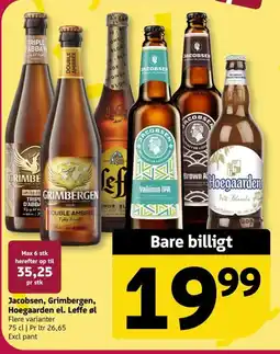 Løvbjerg Jacobsen, Grimbergen, Hoegaarden el. Leffe øl tilbud