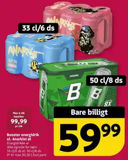 Løvbjerg Booster energidrik el. Anarkist øl tilbud