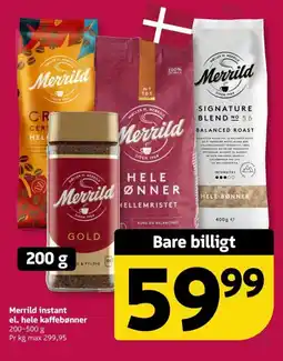 Løvbjerg Merrild instant el. hele kaffeønner tilbud