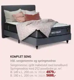 Daells Bolighus Sweetnight komplet seng tilbud