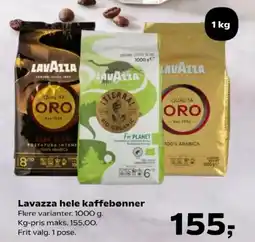 Kvickly Lavazza hele kaffebønner tilbud