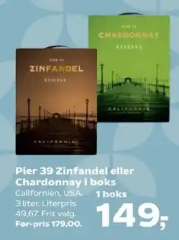 Kvickly Pier 39 Zinfandel eller Chardonnay tilbud
