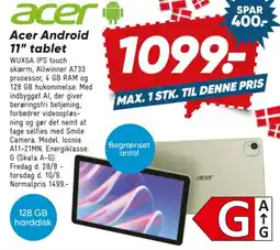 Bilka Acer Android 11" tablet tilbud