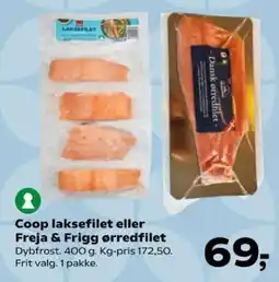 SuperBrugsen Coop laksefilet eller Freja & Frigg ørredfilet tilbud