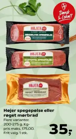 SuperBrugsen Højer spegepølse eller røget mørbrad tilbud