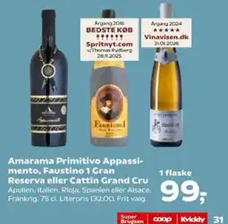 SuperBrugsen Amarama Primitivo Appassimento, Faustino 1 Gran Reserva eller Cattin Grand Cru tilbud