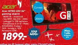 Bilka Acer Nitro XZ0 34" gaming skærm tilbud