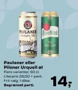SuperBrugsen Paulaner eller Pilsner Urquell øl tilbud