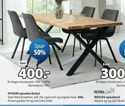 JYSK HYGUM spisebordsstol tilbud