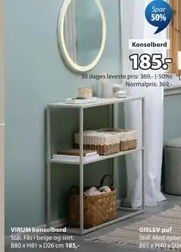JYSK VIRUM konsolbord tilbud