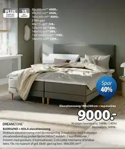 JYSK DREAMZONE BJORSUND + KOLA elevationsseng tilbud