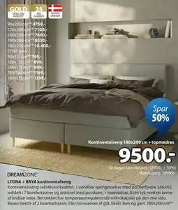 JYSK LYGNA + BRYA kontinentalseng tilbud